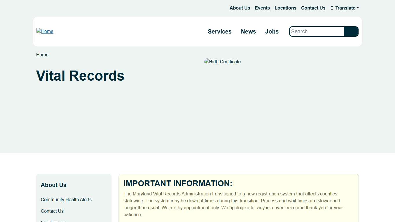 Vital Records Anne Arundel County Health Department